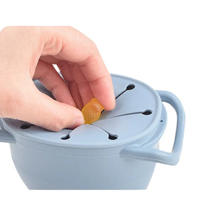 Portable Baby Silicone Snack Storage Cup with Strap - Foldable Food Container for Toddlers