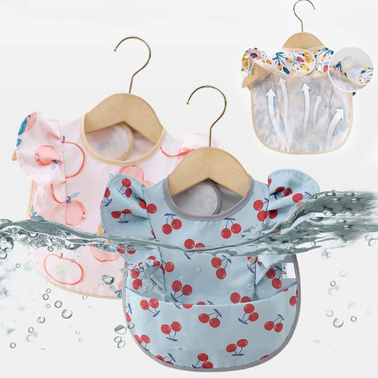 Waterproof Baby Bibs with Cartoon Prints - Ruffled Toddler Feeding Apron for Boys & Girls, Ideal Burp Cloths for Newborns to 6 Years