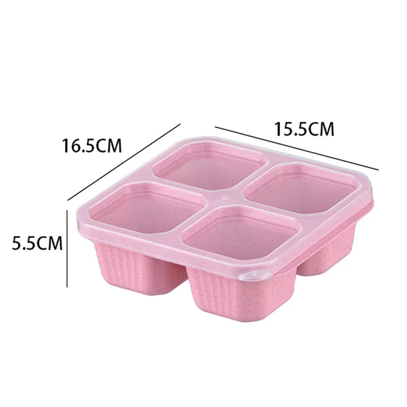 4 Grid Snack Containers Reusable Meal Prep Lunch Containers Portable for Kids and Adults Home Snack Storage Bottles Kitchen Tool