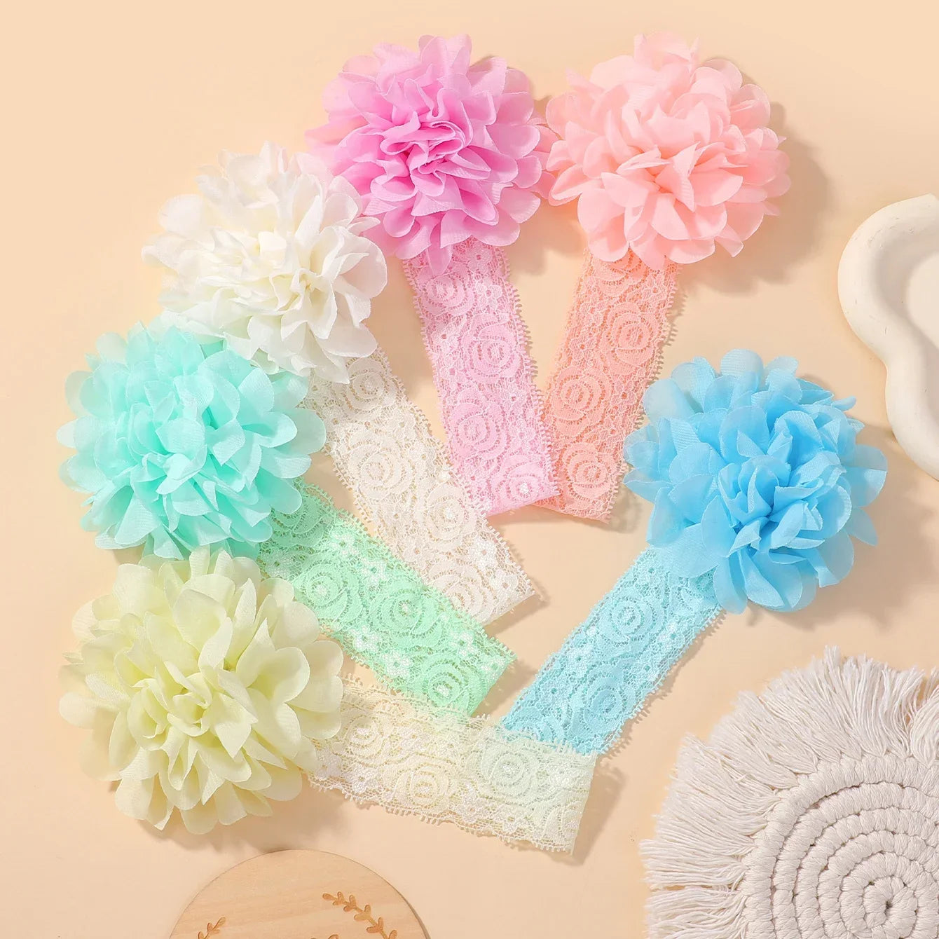 6-Piece Set of Adorable Big Flower Headbands for Baby Girls - Soft, Gentle, and Safe Infant Accessories