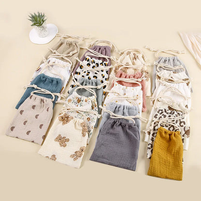 Cotton Baby Diaper Caddy Organizer with String Closure - Essentials for Parents on the Go