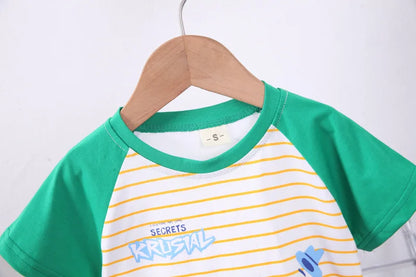 Adorable 2023 Summer Cartoon Crocodile T-Shirt and Denim Shorts Set for Baby Boys