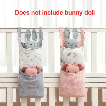 Cotton Nursery Crib Storage Organizers - Convenient Diaper and Toy Pockets