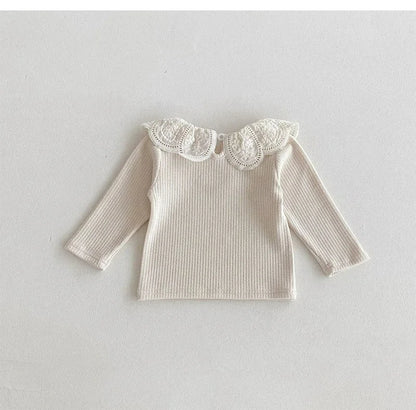 Autumn Ruffle Collar Long Sleeve T-Shirt for Newborn Girls - Cute Cotton Top for 0-2 Years