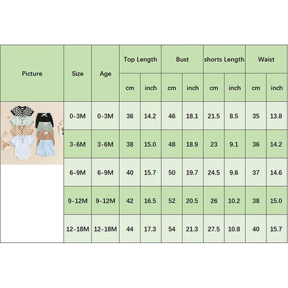 Trendy Baby Boys Summer Ribbed Checkerboard Bodysuit and Shorts Set (0-18 Months)