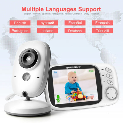 Wireless Video Baby Monitor with 3.2-Inch LCD, Two-Way Audio, Night Vision & Temperature Monitoring