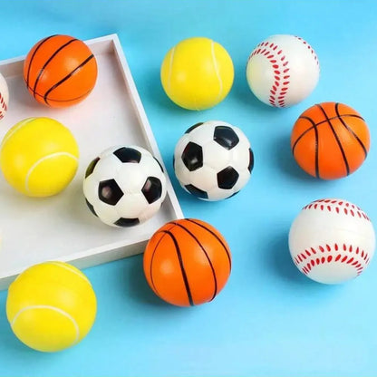 Sports-Themed Stress Relief Squeeze Ball Set - 4 Soft and Squishy Toys for Fun and Relaxation