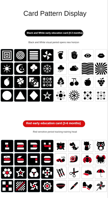 Montessori High Contrast Visual Stimulation Cards for Infants - Black and White Cognitive Development Toys for Ages 0-36 Months