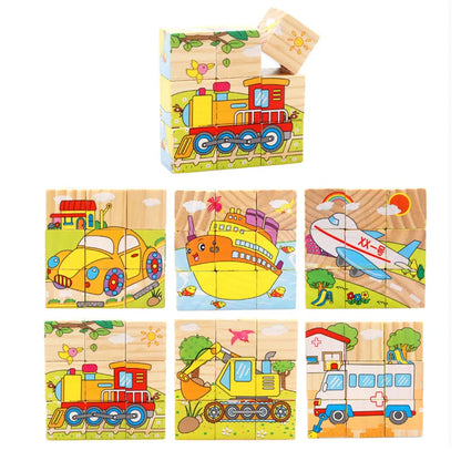 9-Piece Colorful 3D Wooden Cube Jigsaw Puzzle for Kids - Educational Fun and Developmental Toy