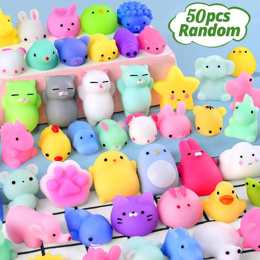Adorable Animal Pattern Mini Mochi Squishies - 10-50PCS Stress Relief Toys for Kids, Ideal Birthday Gifts