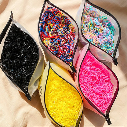 500Pcs Colorful Elastic Hair Bands for Girls - Fun Disposable Ponytail Holders for Kids