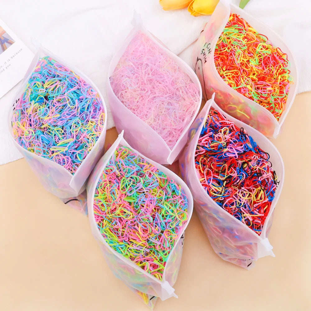 500Pcs Colorful Elastic Hair Bands for Girls - Fun Disposable Ponytail Holders for Kids