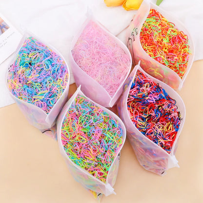 500Pcs Colorful Elastic Hair Bands for Girls - Fun Disposable Ponytail Holders for Kids