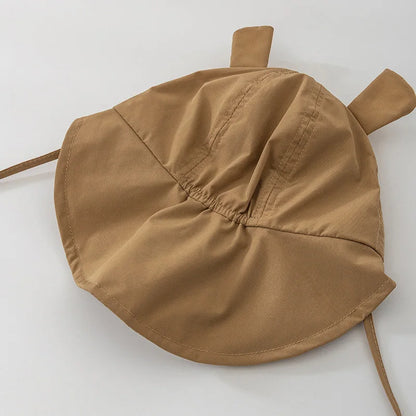 Adorable Cartoon Bear Ear Bucket Hat for Babies - Quick Drying Sun Protection Cap for Kids, Adjustable Straps, Perfect for Spring and Summer