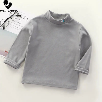 Trendy Solid Long Sleeve Turtleneck T-Shirts for Kids - Spring & Autumn Collection