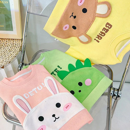 Adorable 2023 Kids Autumn Pullover Sweatshirt Set with Cartoon Animals and Denim Pants for Boys and Girls