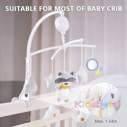 Whimsical Raccoon Musical Mobile for Cribs - Enchanting Hanging Toys for Infants