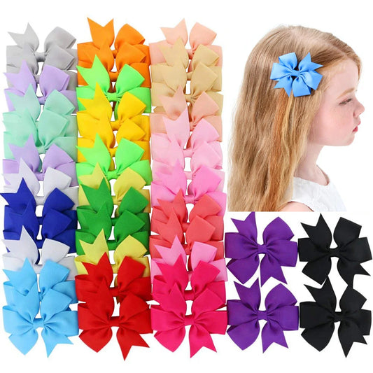 Vibrant Grosgrain Ribbon Hair Bow Clips for Girls - Colorful Hair Accessories for Kids