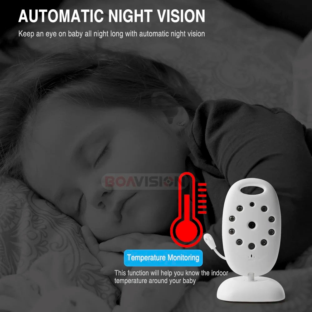 Wireless Video Baby Monitor with 2.0'' LCD Screen, Two-Way Audio, Night Vision, Temperature Monitoring, and 8 Lullabies