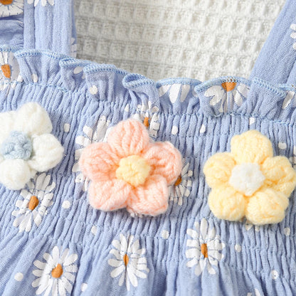 Adorable Baby Girl Summer Outfit Set with 3D Floral Ruffle Top and Shorts