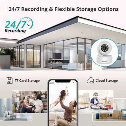 BOAVISION 4MP HD Wifi PTZ Security Camera with AI Human Tracking, Two-Way Audio, and Color Night Vision for Smart Home Surveillance