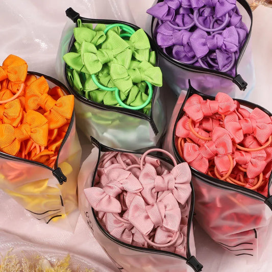 5-Pack Kids Hair Accessories with Bow Scrunchies - Elastic Hair Ties for Girls and Babies