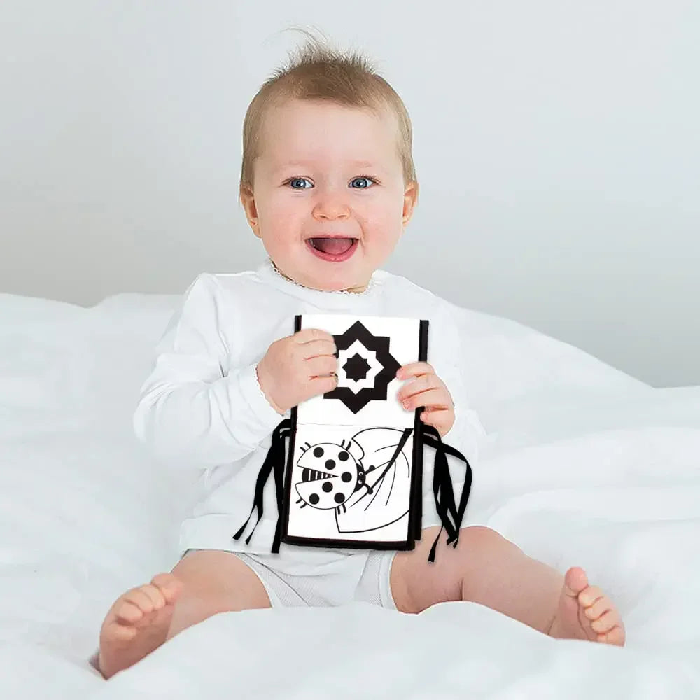 Montessori Baby Soft Cloth Book - High Contrast Black & White Animal Toys for Newborns, Early Education, and Crib Play