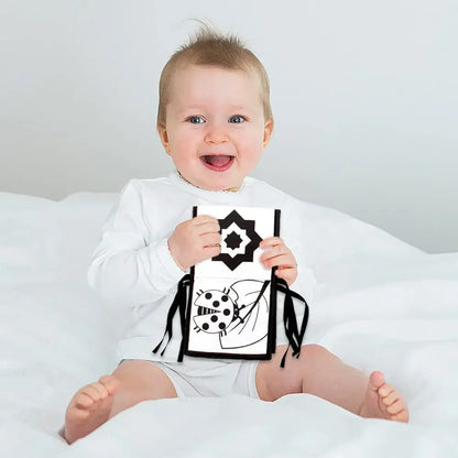 Montessori Baby Soft Cloth Book - High Contrast Black & White Animal Toys for Newborns, Early Education, and Crib Play