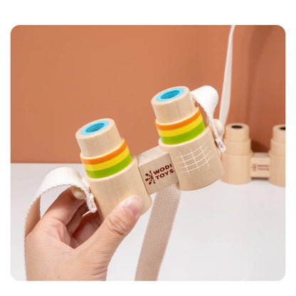 Wooden Binocular Telescope Children Outdoor Observe Scientific Toys Mini Portable Telescope Learning Education Toys for Kids