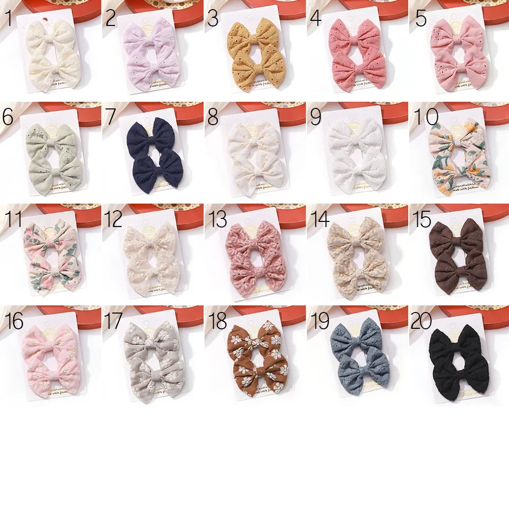 Adorable 2-Pack Mini Hair Bows for Girls - Soft Cotton Hair Clips and Barrettes