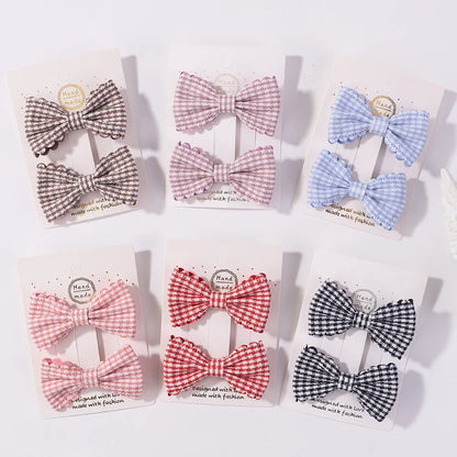 Adorable 2-Pack Mini Hair Bows for Girls - Soft Cotton Hair Clips and Barrettes