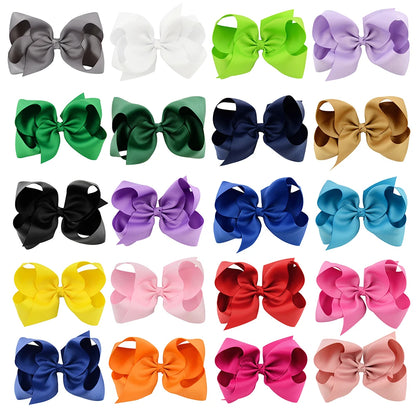 6-Inch Handmade Grosgrain Ribbon Hair Bows with Clips for Girls – Stylish Large Hairpins, Boutique Barrettes, and Kids' Accessories
