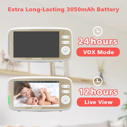 VB803 5-Inch Baby Monitor with 720P HD Display, 330° Pan & 135° Tilt, 3X Zoom, Two-Way Audio, Night Vision, and Lullaby Function