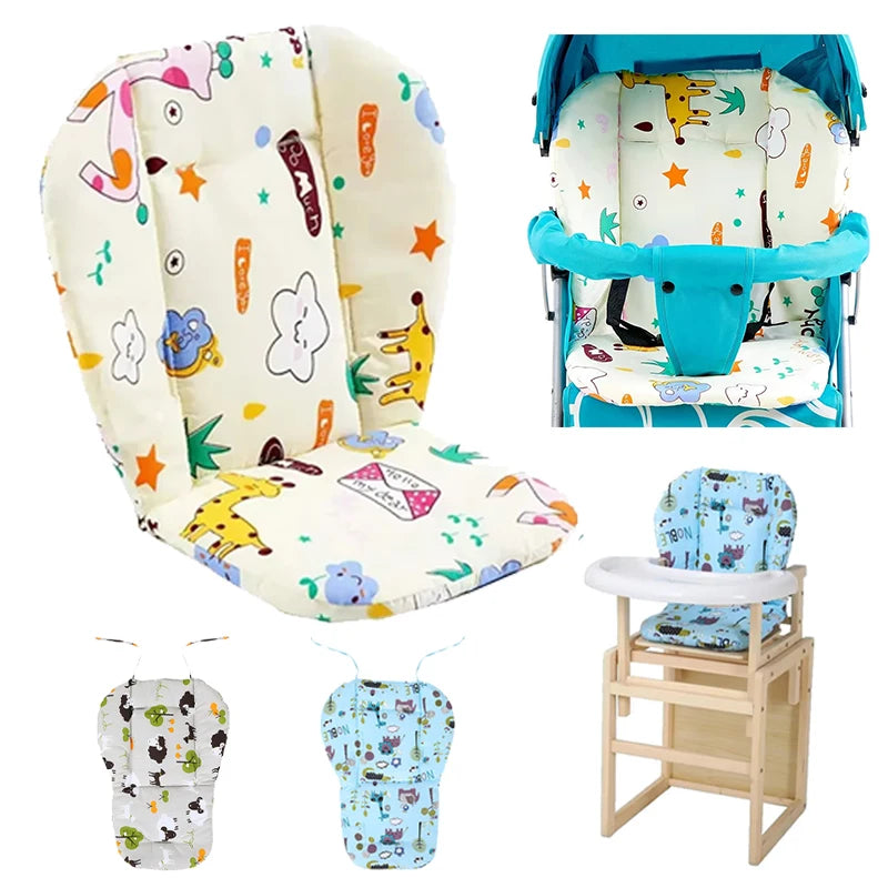 Soft and Thick Double-Sided Baby Stroller Seat Cushion for Highchairs and Shopping Carts - Breathable Kids Feeding Chair Accessory with Animal Pattern