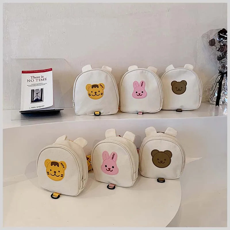 Adorable Cartoon Bear Anti-Lost Baby Backpack for Kindergarten Kids - Canvas Harness School Bag for Boys and Girls