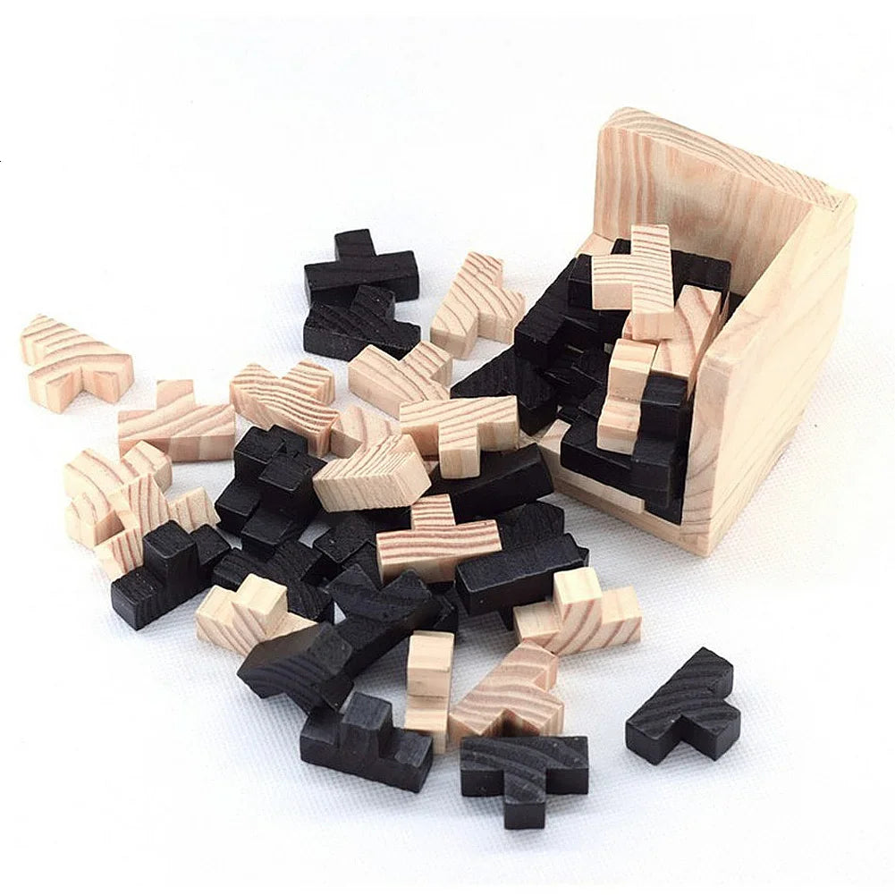 Wooden 3D Cube Puzzle - Interlocking Creative Educational Toy for Kids | Brain Development Game for Early Learning