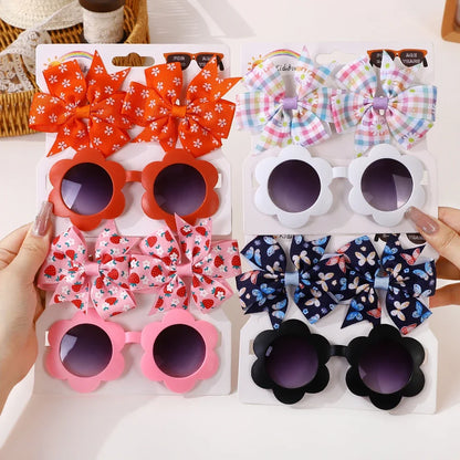 Adorable 2-Piece Newborn Hair Accessories Set - Cute Bow Headband & Bear Glasses for Infants and Kids