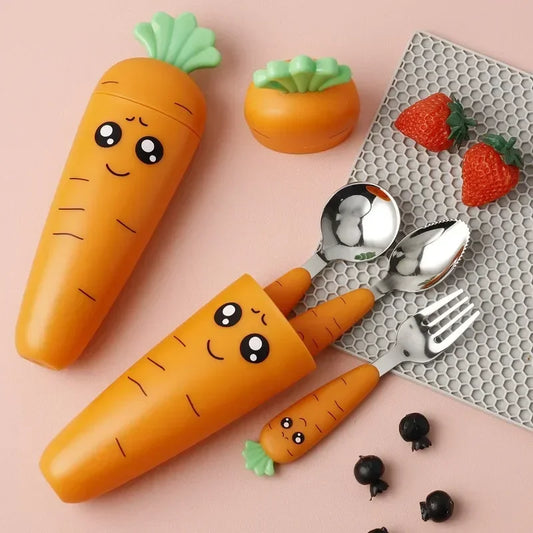 Cartoon-Themed Baby Cutlery Set - Fork and Spoon Utensils for Kids' Mealtime Fun