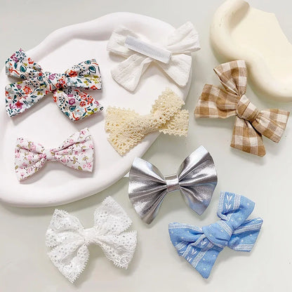 Adorable Girls' Cute Print Hairpins Set - 4/5 Pcs Sweet Cotton Bow Clips for Kids Hair Accessories, Perfect Gift & Wholesale