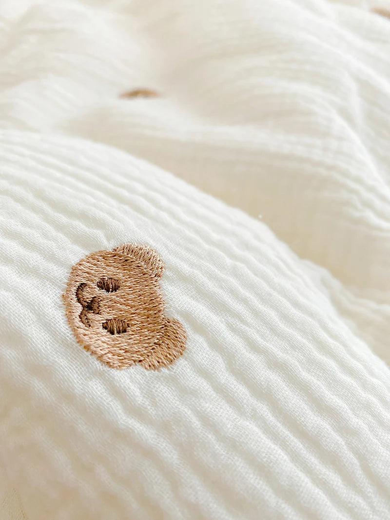 Cartoon Bear and Bunny Soft Cotton Baby Quilt - All-Season Infant Blanket for Newborns, 100*120CM