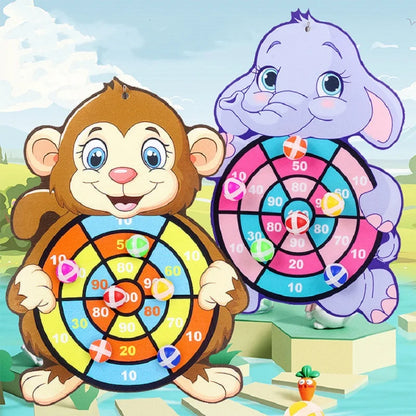 Animal Themed Sticky Ball Dart Board for Kids - Fun Outdoor Game for Ages 3-6