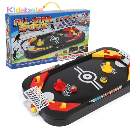 Dual Sport Mini Ice Hockey and Soccer Tabletop Game for Kids