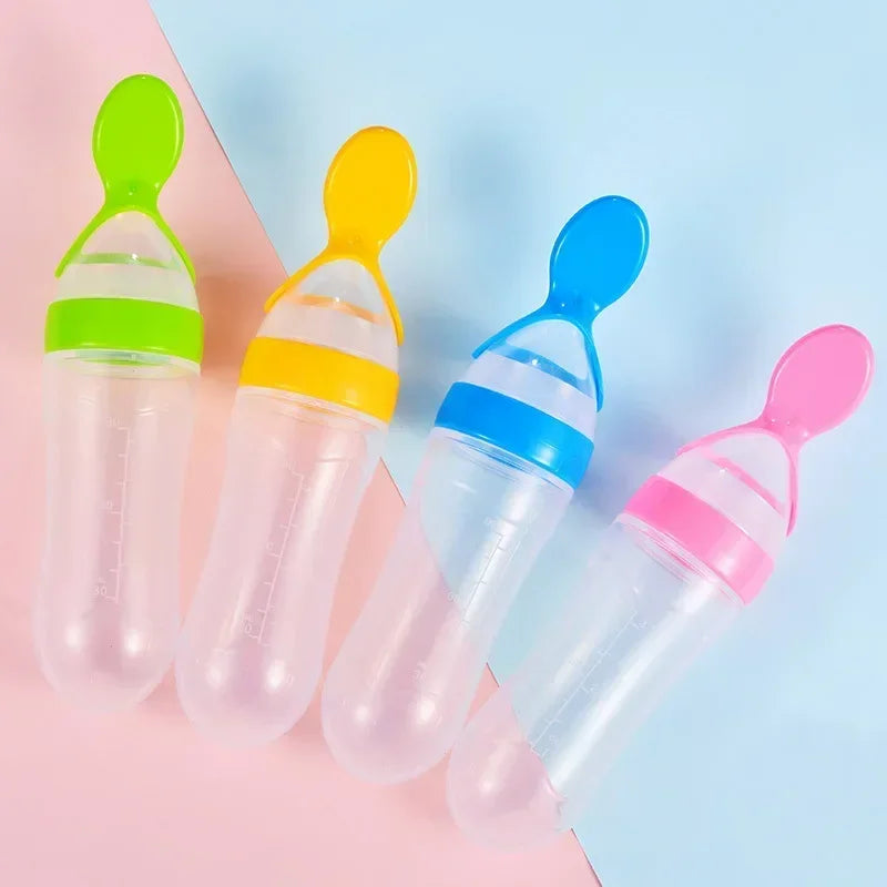 Silicone Baby Feeding Bottle for Newborns - Easy Squeeze Trainer for Cereal and Milk