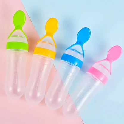 Silicone Baby Feeding Bottle for Newborns - Easy Squeeze Trainer for Cereal and Milk