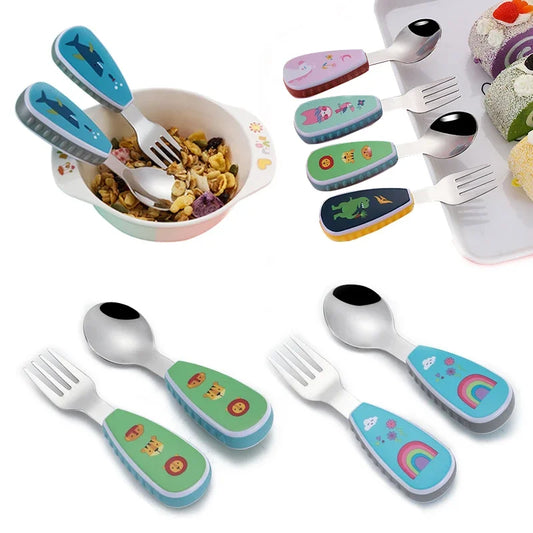 Kids' Cartoon Cutlery Set - Fun Feeding Spoons, Forks, and Utensils for Meal Training