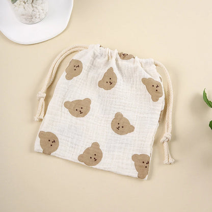 Cotton Baby Diaper Caddy Organizer with String Closure - Essentials for Parents on the Go