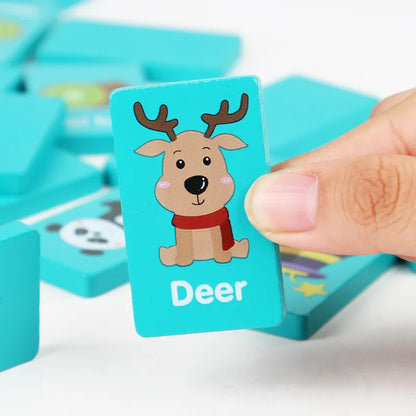 Wooden Animal Memory Matching Game - Educational Solitaire Puzzle for Kids & Family Fun