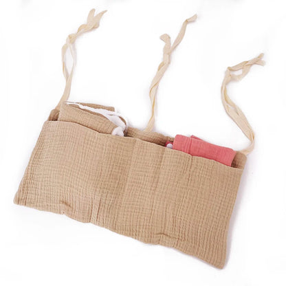 Large Multifunctional Cotton Baby Crib Organizer - 39x20cm Storage Bag for Diapers and Essentials