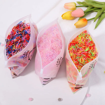 500Pcs Colorful Elastic Hair Bands for Girls - Fun Disposable Ponytail Holders for Kids