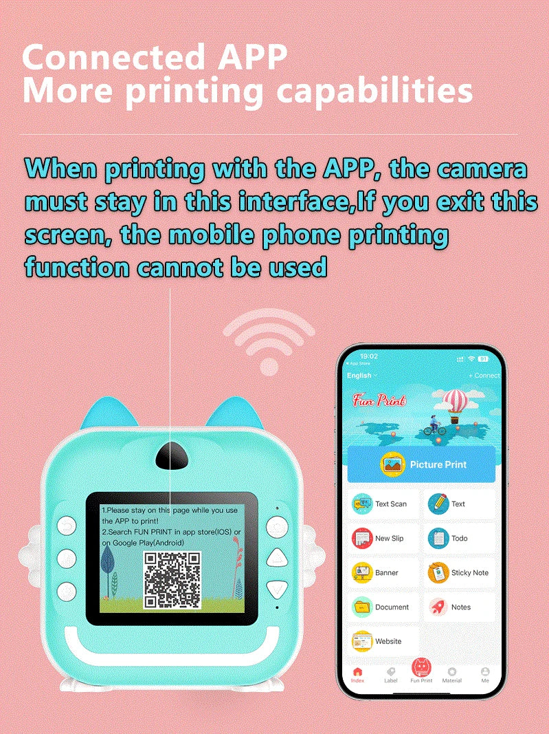 Kids Instant Camera Mini Thermal Printer Video Digital Video Camera Instant Print Digital Camera Educational Toys With 32G Gift